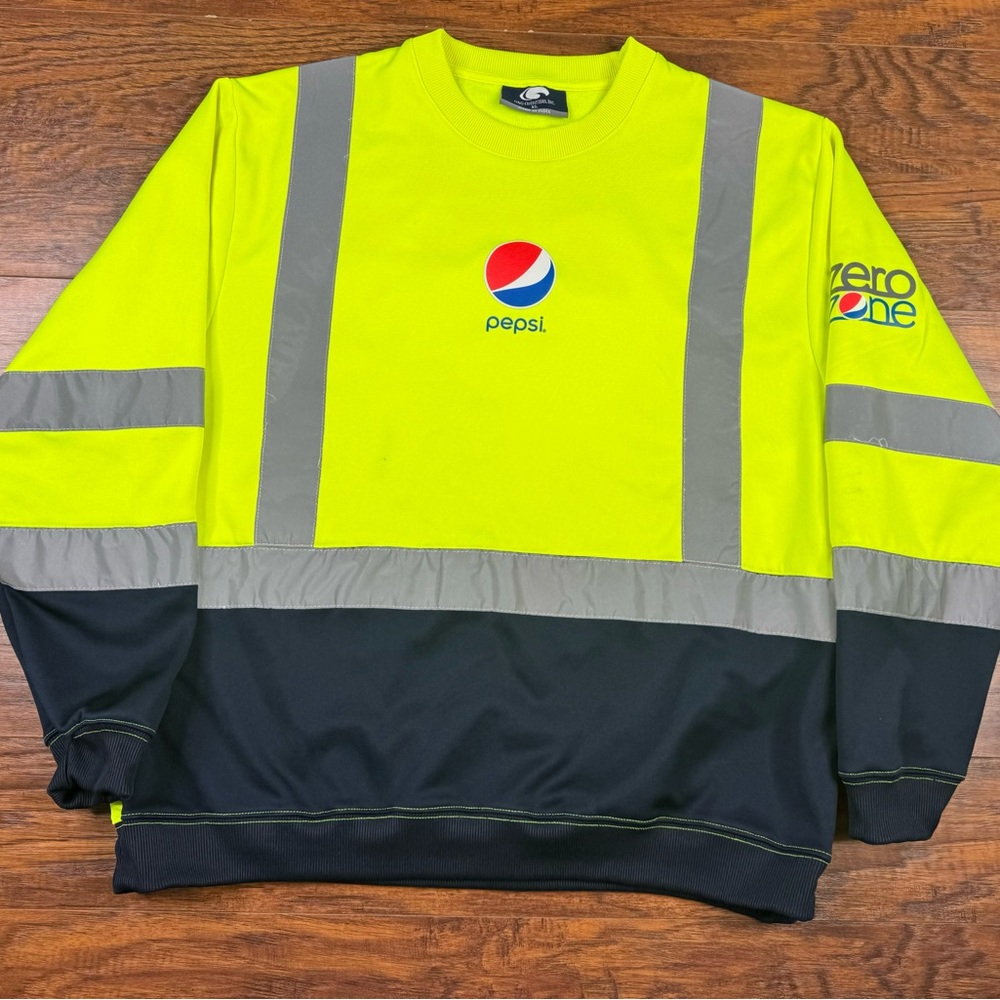 Pepsi Zero Zone Size XL Neon Reflective Shirt Green Thick Safety Jacket